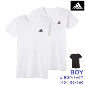 グンゼ アディダス ボーイズ２枚組Ｔシャツ クルーネック 半袖 ａｄｉｄａｓ 男の子 子供 ジュニア  肌着 インナー 着替え 吸汗速乾 白 