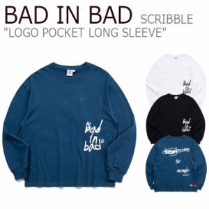 バッドインバッド Tシャツ BAD IN BAD SCRIBBLE LOGO POCKET LONG SLEEVE ロゴポケット ロングスリーブ 21BASPTLSU003BK/WT/BL ウェア