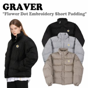 グレーバー アウター GRAVER 正規販売店 Flower Dot Embroidery Short Padding 全3色 G(W)-PD-13-GY/BK/BE ウェア