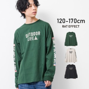 【送料無料】【2点までメール便対象】RAT OUTDOOR LIFEロングTシャツ トップス 長袖 ゆったり ビッグシルエット 子供服 男の子 小学生 中