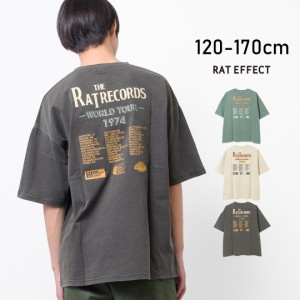 【送料無料】【2点までメール便対象】RAT RECORDSピグメントビッグTシャツ トップス カットソー 半袖 ゆったり 夏 涼しい 子供服 男の子 