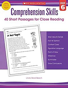 Comprehension Skills  Grade 6: 40 Short Passages for Close Reading(中古品)