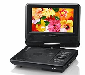 グリーンハウス ポータブル DVD プレーヤー 7型 ワイド液晶 (1024×600) 搭載 (車載用ヘッドレスト取り付けキット付属) 単3形乾電池対応 