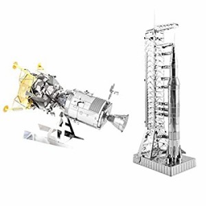 Fascinations メタルアース 3Dメタルモデルキット 2個セット - Apollo CSM LM アポロサターンVとガントリー付き（中古品）