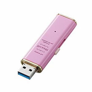エレコム USBメモリー USB3.0対応 Windows10対応 Mac対応 スライド式 32GB ストロベリーピンク MF-XWU332GPNL（中古品）