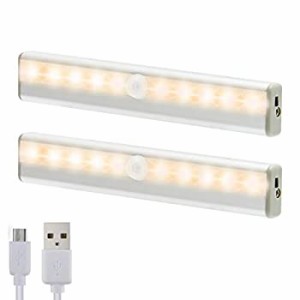 SKD 人感センサーライト USB充電式 10LED マグネットタイプ (電球色 2個セット)（中古品）