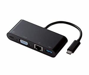 エレコム ドッキングステーション usb-c ハブ パワーデリバリー対応 VGAタイプ ブラック DST-C03BK（中古品）