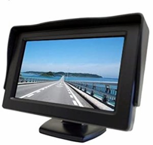 【ノーブランド品】2系統の映像入力 12V車用 ミニオンダッシュ液晶モニター 4.3インチ バック切替可能（中古品）