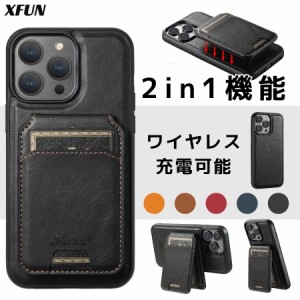 iPhone 12 ケース 2in1機能 iPhone 13 ケース カードポケット 収納力 iPhone 14 ケース ストラップ穴 マグネット車用スタンド iPhone 15 