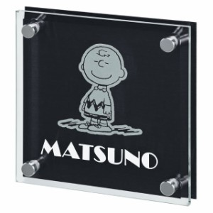 選べる書体 オーダー表札 丸三タカギ ピーナッツコレクション SNOOPY スヌーピー 表札 ガラス SPSGM-A-2 幅150mm×高さ150mm