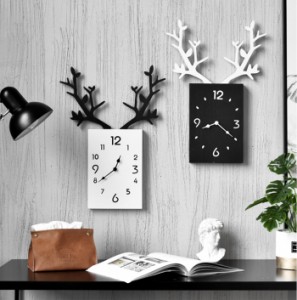 鹿の角 掛け時計 壁掛け時計 北欧  おしゃれ 音がしない プレゼント かわいい　ギフト 北欧芸術風 静音　非電波 北欧デザイン 自由 個性