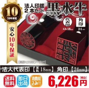 代表印18ｍｍ（天丸）角印24ｍｍ　はんこ　黒水牛　印鑑　