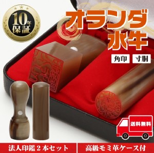 代表印18ｍｍ（寸胴）角印24ｍｍ　はんこ　オランダ水牛　印鑑　