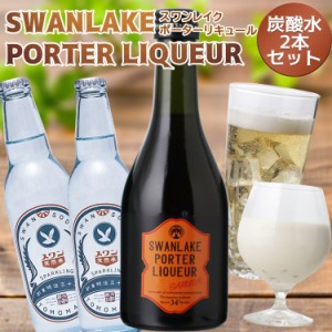 ギフト 金賞受賞ビールを原料としたリキュール 日本酒仕込みのクラフトビールリキュール ポーターリキュールとスワン炭酸水セット