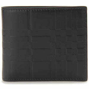 BURBERRY バーバリー 二つ折り財布 メンズ ブラック 8050915 EMBOSS CHECK エンボスチェック