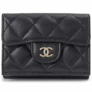 CHANEL シャネル 三つ折り財布 レディース AP0230 B10583 C3906 スモールウォレット キャビアスキン