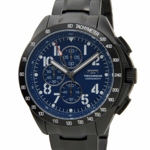 テクノス TECHNOS T4417BN クロノグラフ 10気圧防水 ブルー メンズ 腕時計