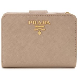 プラダ PRADA 二つ折り財布 ピンクベージュ 1ML018 QWA F0236 サフィアーノ コンパクト財布