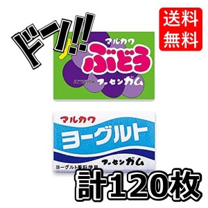 【三太郎の日限定クーポン付！】ヨーグルトガム +ぶどうガム 各1箱(55+あたり5)計120個  マルカワフーセンガム 駄菓子 特製ステッカー付