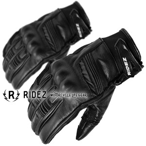 RIDEZ  QUASAR(クェイサー) GLOVES RLG263  アメリカンやクルーザー、クラシック、アドベンチャー系までカバー。《BLACK》バイク用 レザ