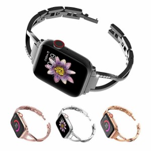 ストーン付き Apple watch ブレスレット バンド ステンレス 鋼バンド 38mm 40mm 41mm 42mm 44mm 45mm ゴールド ブラック ローズゴールド 