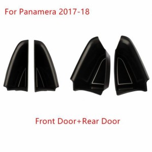 ブラック ドアハンドルアームレスト収納ボックス カバー ポルシェ パナメーラ 2017-18 インテリア コンテナ ケース Front Rear Door AL-D