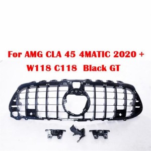AL ABS ブラック 光沢 ミドル グリル 適用: メルセデスベンツ W118 C118 AMG CLA 45 4マチック 2020 センター グリル GT バンパー バーチ