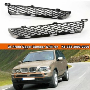 適用: BMW X5 E53 2003-2006 フェイスリフト フロント グリル アッパー バンパー メッシュ グリル ブラック AL-KK-6320 AL