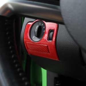 2ピース インテリア 装飾 カーボンファイバー ヘッドライト スイッチ パネル トリム ステッカー 適用: フォード/FORD マスタング 2009-20