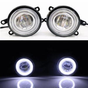 2in1 LED エンジェルアイ DRL 3色 カットラインレンズ フォグランプ 適用: レクサス CT CT200H 2011-2015 2016 2017 ホワイト エンジェル