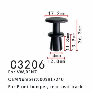 インテリア リアシート トラック クリップ フロント バンパー ファスナー 適用: BMW E36 E46 E38 E39 アウディ/AUDi A3 A4 Q3 Q5 N105835