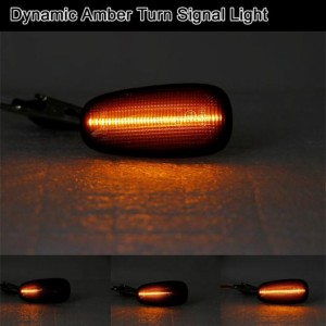 2ピース スモーク レンズ LED サイドマーカー ライト ダイナミック アンバー ターンシグナルランプ 適用: オペル/OPEL アストラ ザフィー