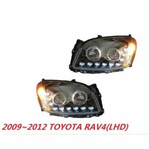 2ピース バンパー ランプ 適用: ヘッド RAV4 ヘッドライト 2009 2010 2011 2012 DRL LED ライト HID BI キセノン レンズ モデル1 トヨタ 