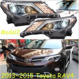 2ピース バンパー ランプ 適用: ヘッド RAV4 ヘッドライト 2013 2014 2015 DRL LED ライト HID BI キセノン レンズ プロジェクター RAV 