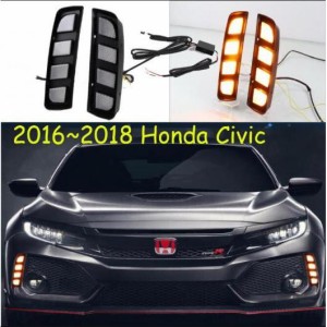 バンパー ヘッドライト 適用: タイプ R-シビック デイタイム ライト 2016-2018 DRL LED ヘッドランプ ホンダ-シビック フォグ ホワイト 