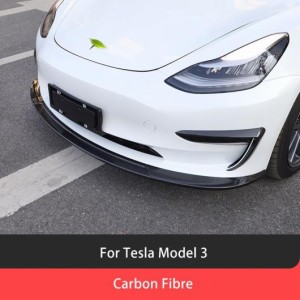 3ピース フロント バンパー リップ ボディ キット スポイラー ABS スプリッタ 適用: テスラ/TESLA モデル 3 2017-2021 モデル3 カーボン 