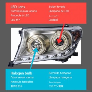 ヘッド ランプ 適用: トヨタ ランダー クルーザー LED ヘッドライト 2007-2015 ヘッドライト L200 DRL ウインカー ハイ ビーム エンジェ