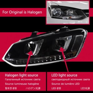 ヘッド ランプ 適用: VW ポロ LED ヘッドライト 2010-2017 ヘッドライト ポロ DRL ウインカー ハイ ビーム エンジェル アイ プロジェクタ