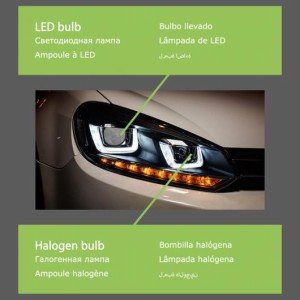 ヘッド ランプ 適用: VW ゴルフ 6 LED ヘッドライト 2009-2012 ヘッドライト ゴルフ 6 DRL ウインカー ハイ ビーム エンジェル アイ プロ