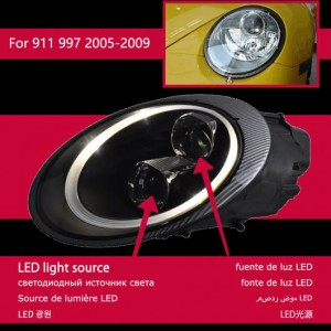 ヘッド ランプ 適用: ポルシェ/PORSCHE 997 LED ヘッドライト 2005-2009 ヘッドライト 991 DRL ウインカー ハイ ビーム エンジェル アイ 