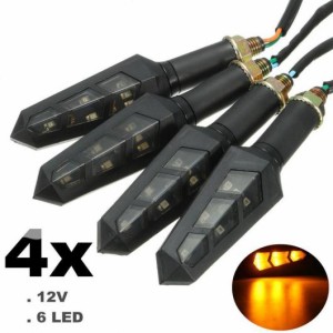 4ピース 12V ユニバーサル ちらつき フロー 6 LED オートバイ ウインカー インジケータ ブリンカー フレキシブル アンバー ライト オート