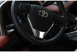 AL カーアクセサリー ABS クロームステアリングホイールカバーステッカー デコレーション トリムフレーム トヨタ RAV4 RAV 4 2013 2014 2