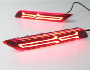 2個 ホンダ シティ 2017 2018 LED リア バンパー ライト LED ブレーキテールライトフォグランプ 警告灯リフレクターランプ 2 Functions A