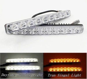 2ピース 2 × 9 LED DRL 日中走行用ライト外部ステアリングウインカー ホワイト＆アンバーランプ White Amber AL-BB-1280 AL