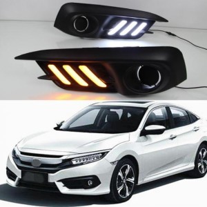 カー点滅 2ピース ホンダ シビック 2016 2017 DRL LED 日中走行 ライト リレーデイライト スタイリング White Yellow Blue AL-BB-1329 AL