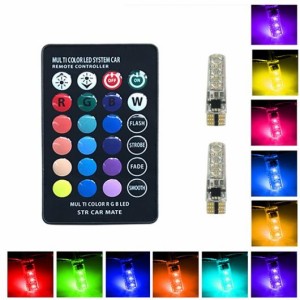 2個 T10 5W LED ライト バルブ RGB 194 168 501 ストロボ LED ランプ読書灯 ブルー グリーン 紫 12V 選べる2バリエーション T10・T10 RGB