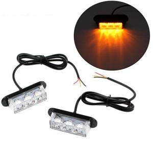 AL 2個 12V/24V 4 LED ストロボ警告灯ストロボグリル点滅ライトバー トラック ビーコンランプアンバー トラフィック ライト AL-BB-7335