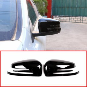 2 × 光沢 ブラック ABS クロームサイドドアバックミラーキャップ カバー メルセデスベンツ CLA GLA GLK クラス W176 W117 X156 X204 選