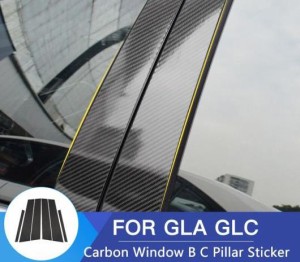 車用外装パーツ 適用: メルセデスベンツ GLA GLC メルセデスベンツ GLA GLC ステッカー カーボンファイバー ウインドウ B ピラー トリム 
