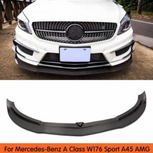 車用外装パーツ 適用: メルセデスベンツ W176 スポーツ A45 AMG カーボンファイバー フロント リップ グロッシー 仕上げ バンパー スプリ